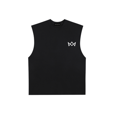 Appointed Abide Tank Black — Crown-A mark left chest flat front