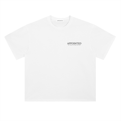 Appointed Abide Tee White — APPOINTED wordmark left chest flat front